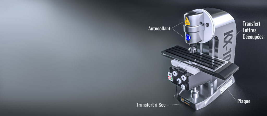 Marquage technique avec ASTI sérigraphie : impression d’autocollants, transfert à sec et transfert de lettres découpées